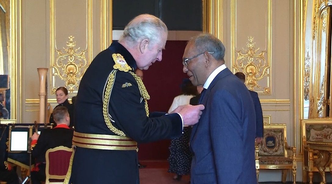 Investiture of Chandra Wickramasinghe into the Order of the British Empire by King Charles III