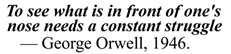 To see what is in front of one's nose needs a constant struggle - George Orwell, 1946